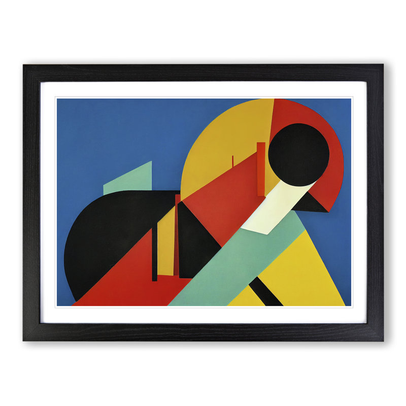 Bauhaus Modern Art Vol.1 Abstract 1 Piece Single Picture Frame Wall Art, 46cm H x 64cm W x 2cm D, Black