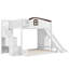 Lit simple superposé au dessus d'un lit double avec escalier de rangement, tablette, glissade et garde-robe, blanc et espresso-2024232865