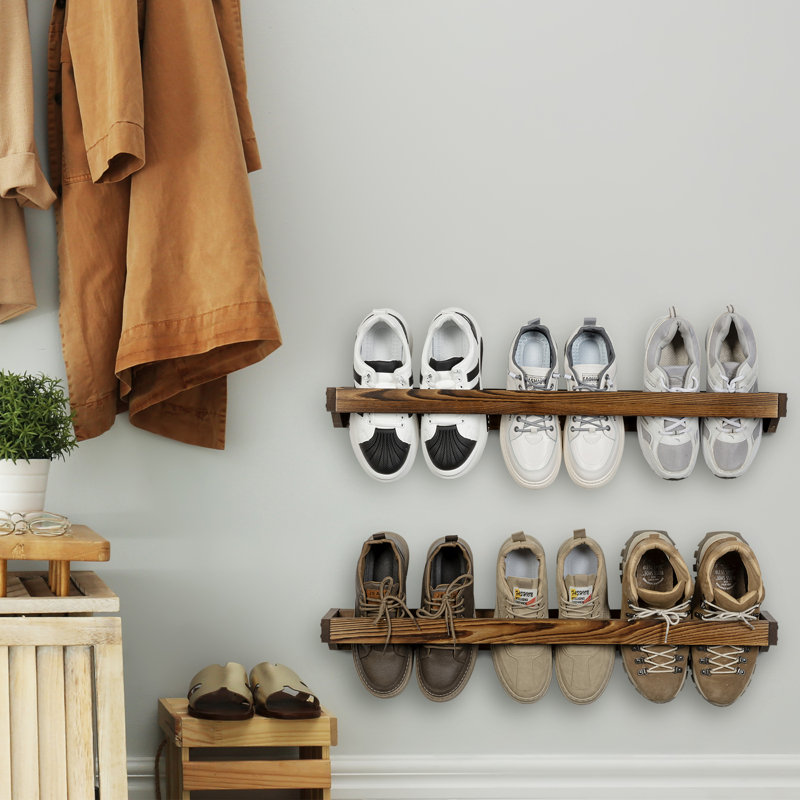 6 Pair Solid Wood Shoe Rack