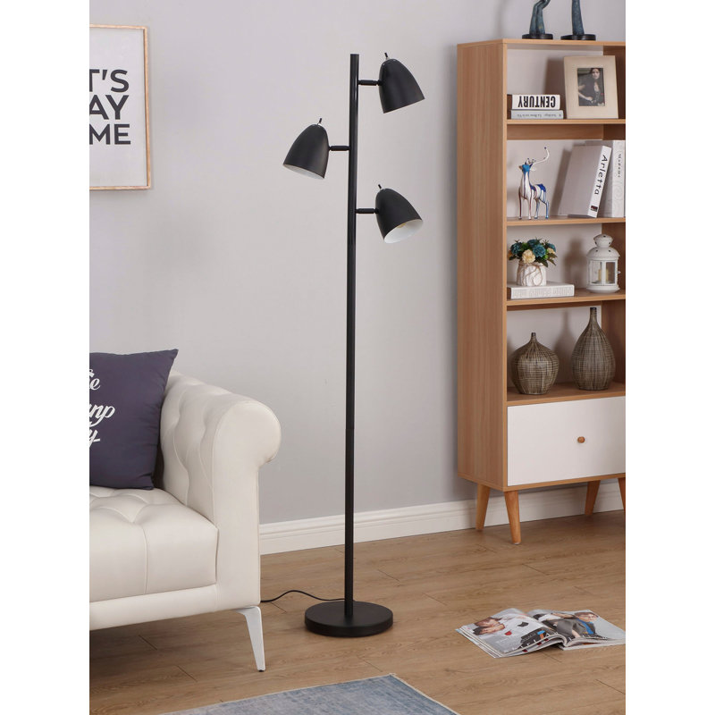 Jacob 64" Black Adjustable Multi-Head LED Floor Lamp