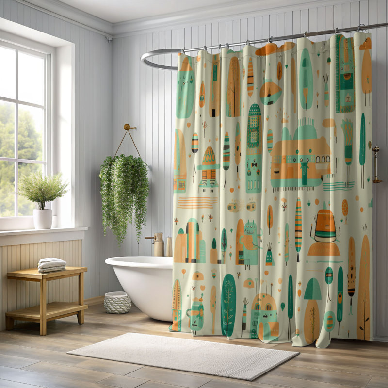 Breezy Town - Rideau de douche Premium, H 74 po x l 71 po