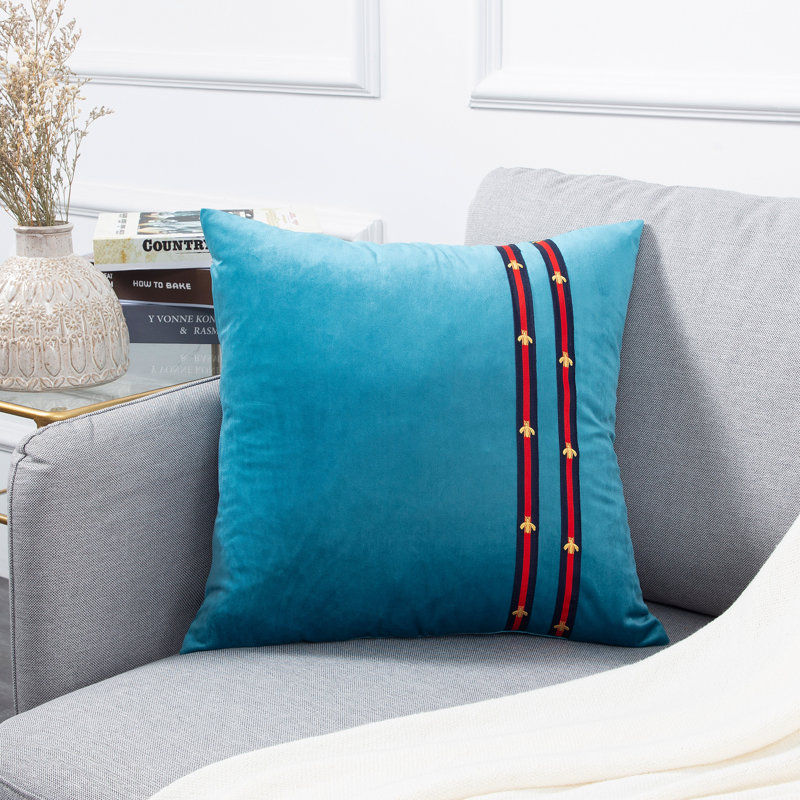Housse de coussin carré en velours, Turquoise