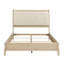 Cadre de grand lit beige avec tête de lit tapissier en similicuir de style classique et rails pour la chambre à coucher-129909197