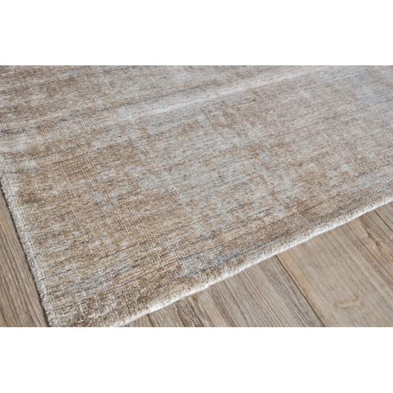 Stone Wash Gazni Abstract Area Rug in Silver, Rectangle 10' x 14'