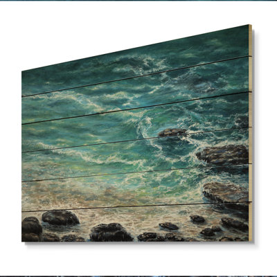 Wild Blue Ocean Waves - impression d'art mural bois nautique et côtier