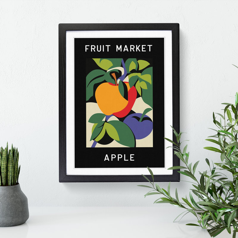 Apple Fruit Market Exhibition Vol.4 - Single Picture Frame Print on Wood, 64cm H x 46cm W x 2cm D