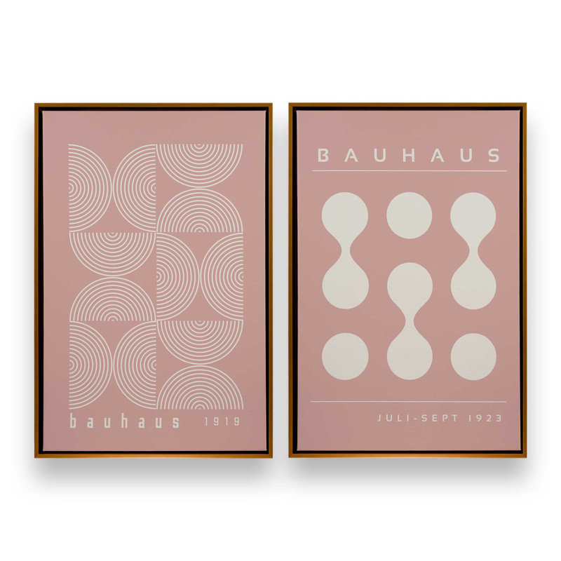 Ensemble de 2 roses Bauhaus Flow, Cadre flottant or poli, H 31 po x l 42 po