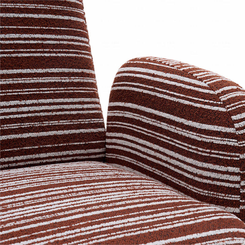 Chaise pivotante à 360 ° avec accoudoirs rayés en tissu et support en métal, Rouge