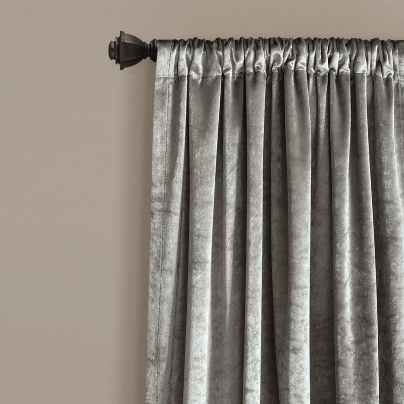 Elegant Silver Velvet Light Filtering Rod Pocket Window Curtains, Set of 2