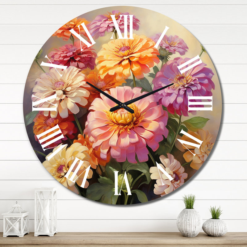 Horloge murale colorée Zinnias, Moyenne