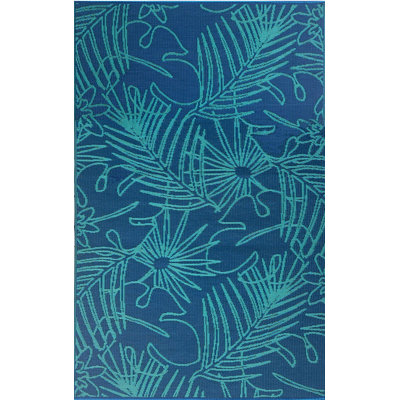 Palm Outdoor Mat, Deep Turquoise, Reversible Mat For Patio, Porch, Deck, Floor Mat