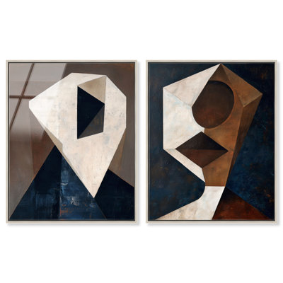 Ensemble de décorations murales modernes facettées, encadrées par Art Remedy, cadre argenté, 20 x 24