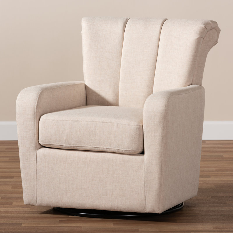 Kaizlee Upholstered Swivel Armchair, Beige 100% Polyester