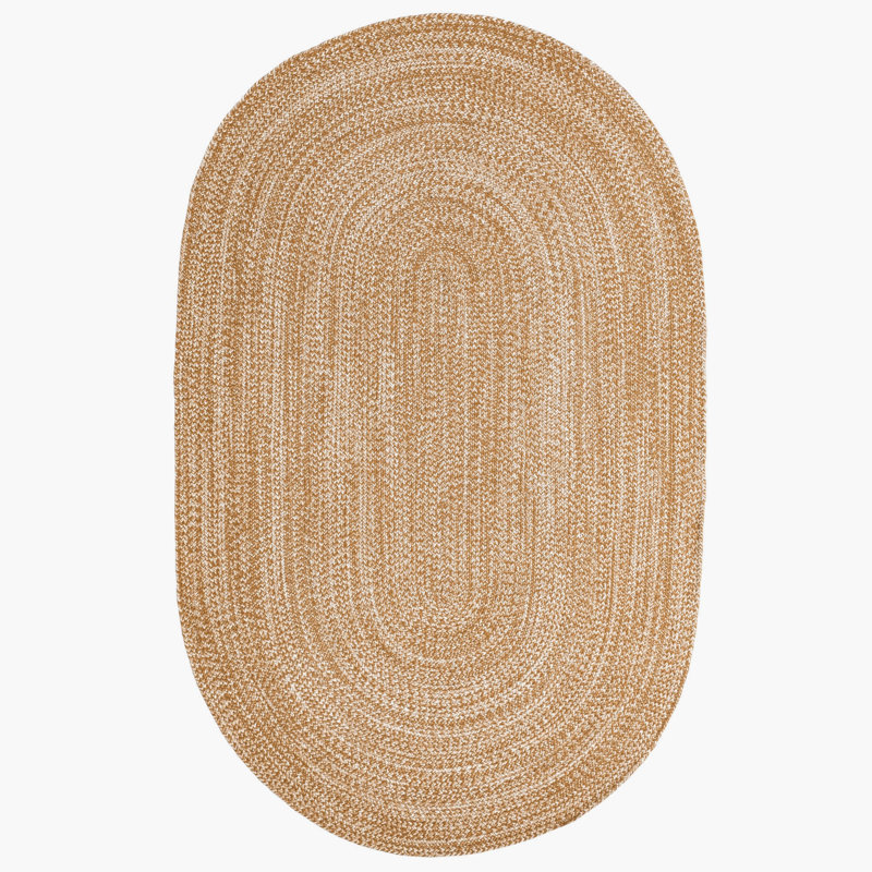 Tapis brun tressé à la main Élisondo, Ovale 3 pi x 5 pi
