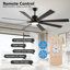 Ventilateur de plafond moderne en bois avec lumière et télécommande, moteur à courant continu réversible à 6 vitesses et ventilateur de plafond