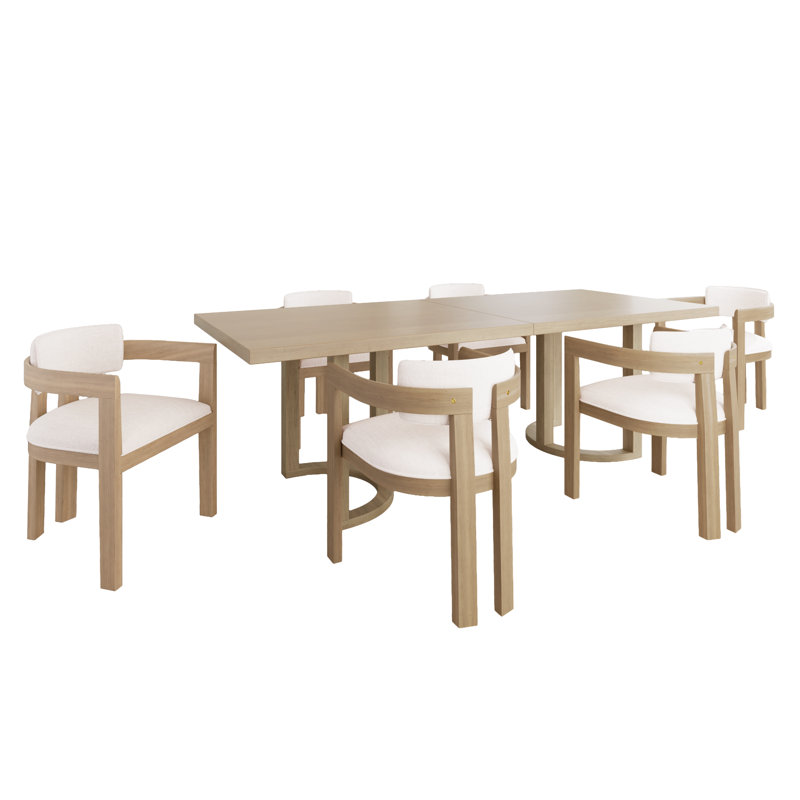 Brodi 7-Piece Dining Set, Light Ash