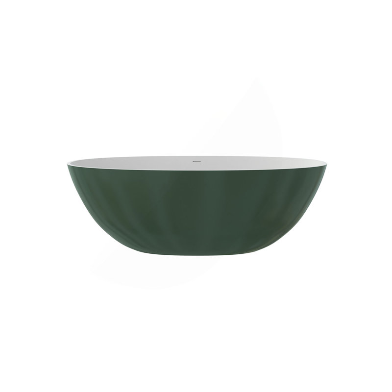 65" Premium Solid Surface Deep Soaking Bathtub, Matte Green