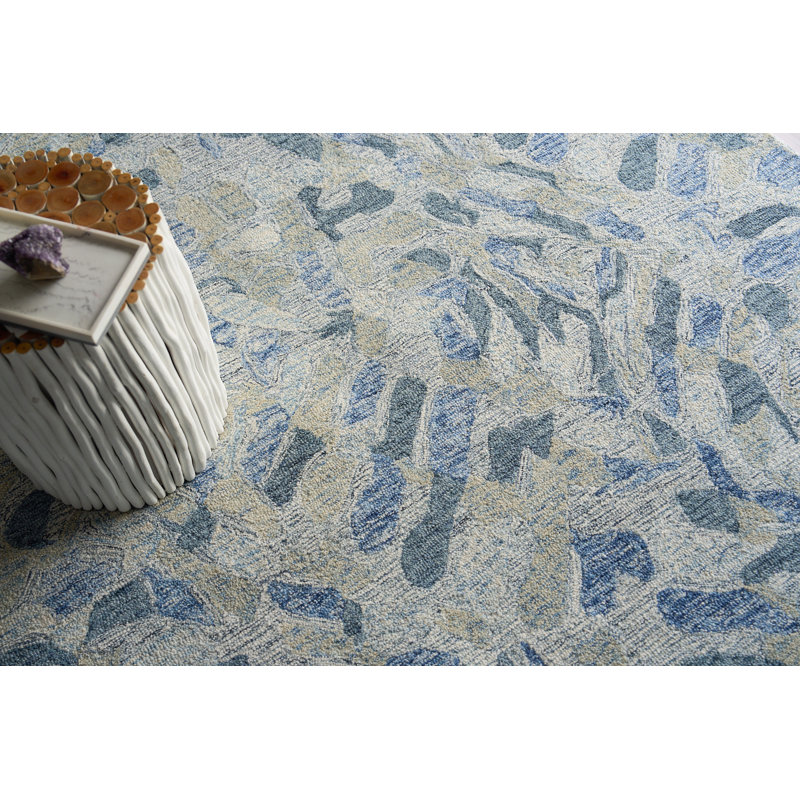 Botanica Blue/Ivory/Multi New Zealand Wool hand-tufted Area Rug, Rectangle 9' x 12'