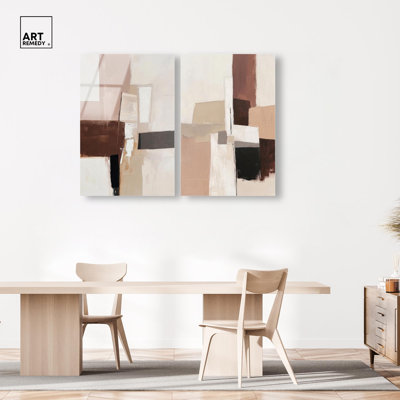 Grain of the Earth : Ensemble de 2 affiches acryliques (n° I et III) – Art abstrait bohème par Art Remedy, prêtes à  accrocher, 10 x 15