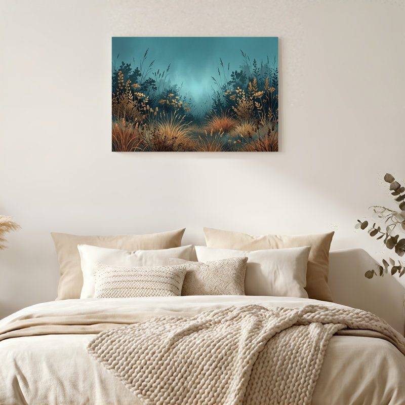 "Gallery Wrap", art mural sur toile pour le salon, la chambre à coucher, le bureau ou le vestibule - décoration murale décorative avec prairie brumeuse