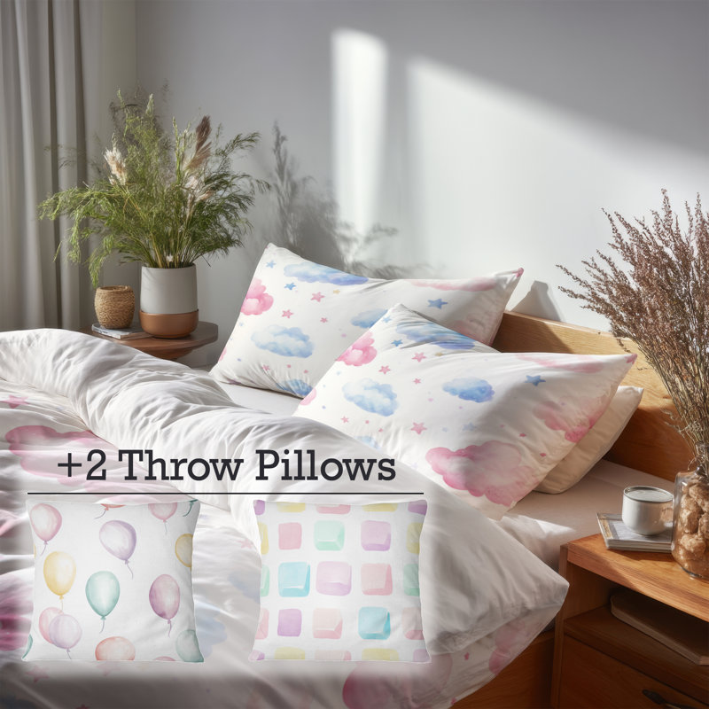 Ensemble de literie pour enfants avec housse de couette et coussin décoratif Dreamy Sky, Très grand lit