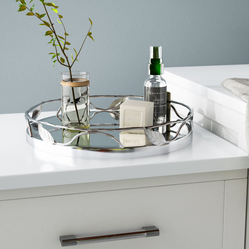 Plateau de coiffeuse Sroka, Rond, Argent
