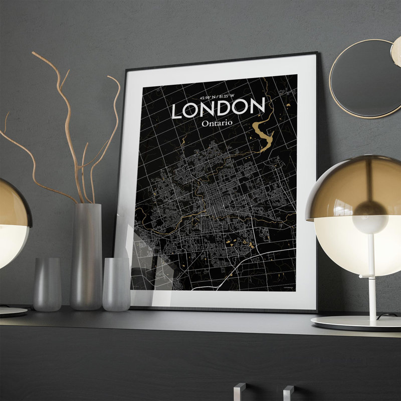London Ontario City Map In Luxe - No Frame Print, 24cm H x 18cm W x 0.05cm D