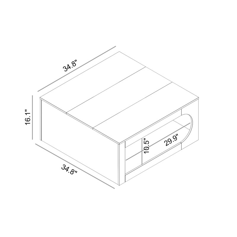 Northfleet 34.8'' W Modern Square Coffee Table with Storage, Royal Walnut/Parchment