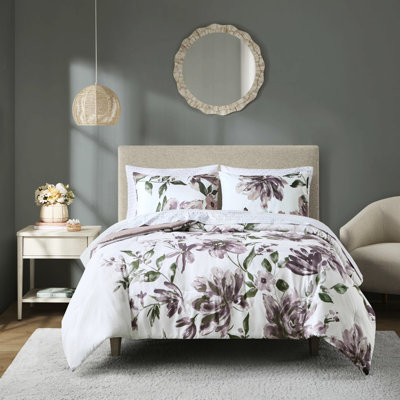 Draps avec édredon taupe et mauve
