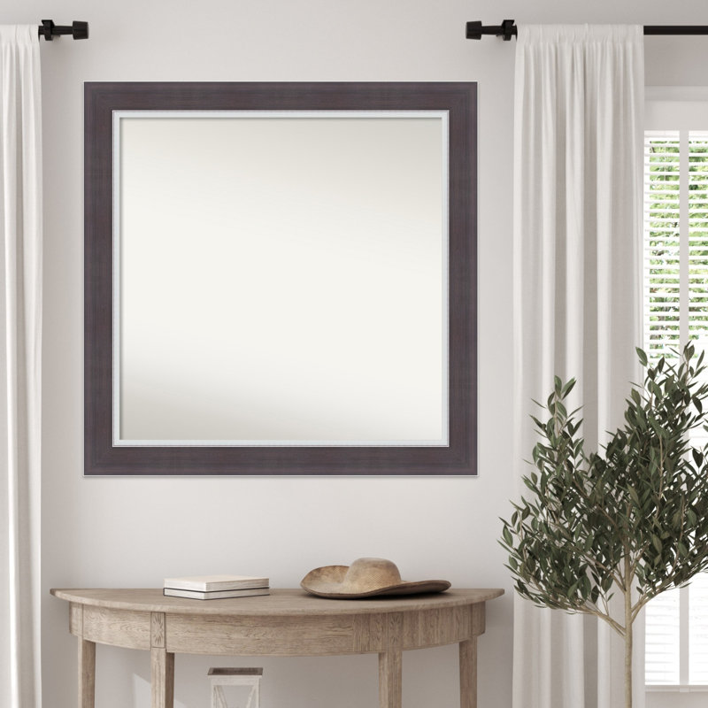 Ellie Non-Beveled Framed Wall Mirror, 31.5" x 31.5", Brown Silver