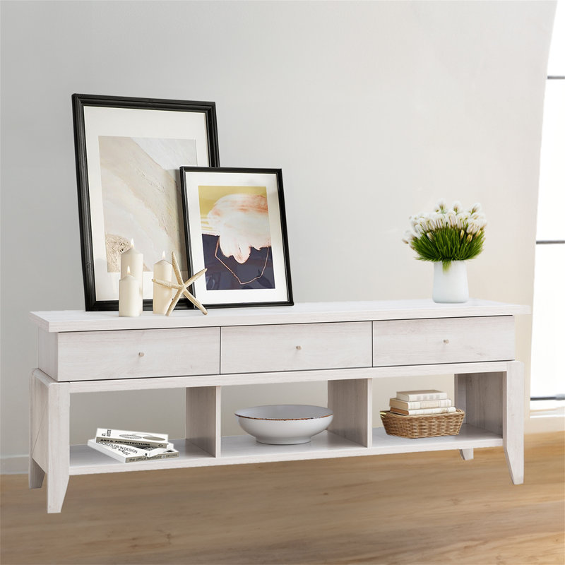 Nandhini 60'' W One-Piece Storage Credenza TV Stand with Three Open Shelves and Three Drawers