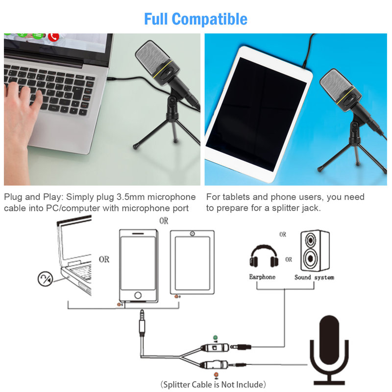 Microphone à condensateur Pro avec trépied