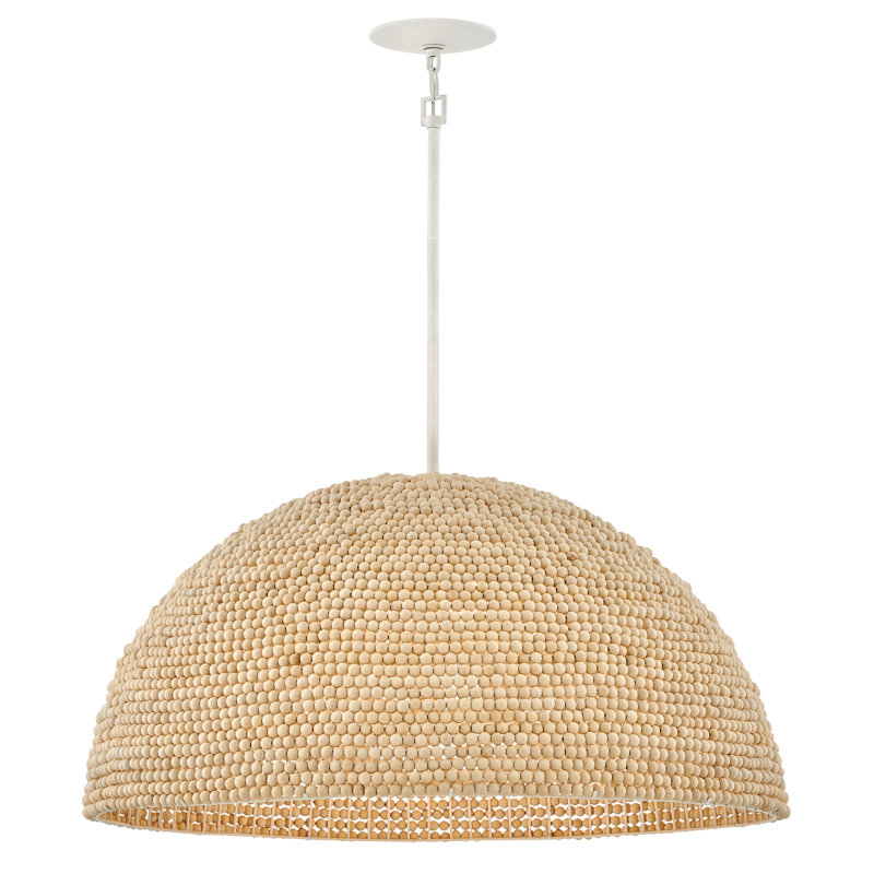 Dalia 3-Light Wooden Bead Dome Convertible Chandelier, Textured Plaster