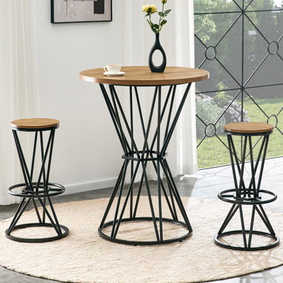 Round Dining Table Set with 2 Chairs and 1 Table