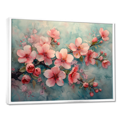 Fleur de cerisier rose rétro - impression d'art mural cerisier en fleurs