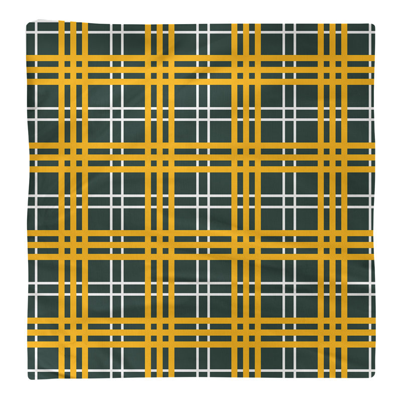 Plaid Square Napkin, Dark Green/White/Gold, 22" x 22", Polyester