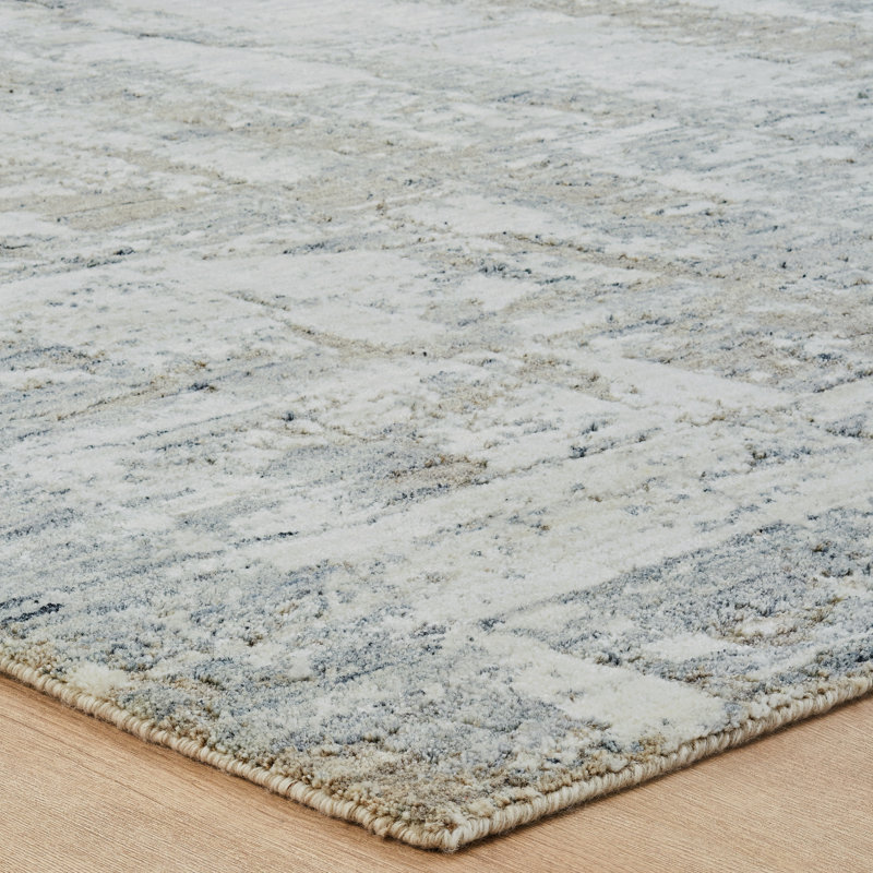Atelier Urban Fresco Steel Blue Wool Hand Loomed Area Rug, Rectangle 2' x 3'