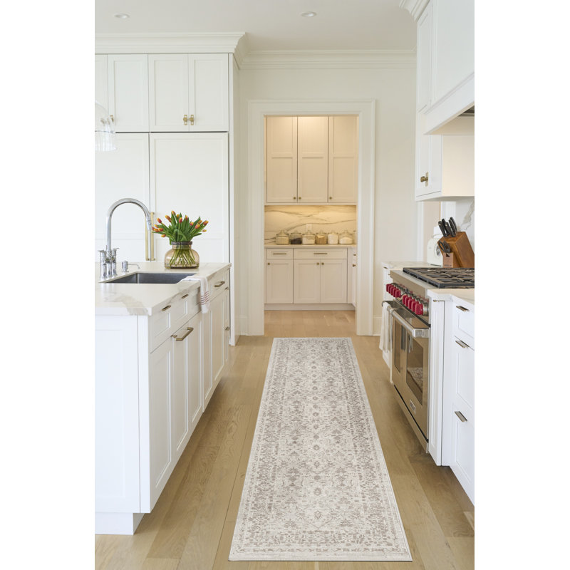 Tapis d'intérieur gris ivoire 6 pi x 9 pi Bentonville, Tapis de couloir 2 pi 2 po x 12 pi