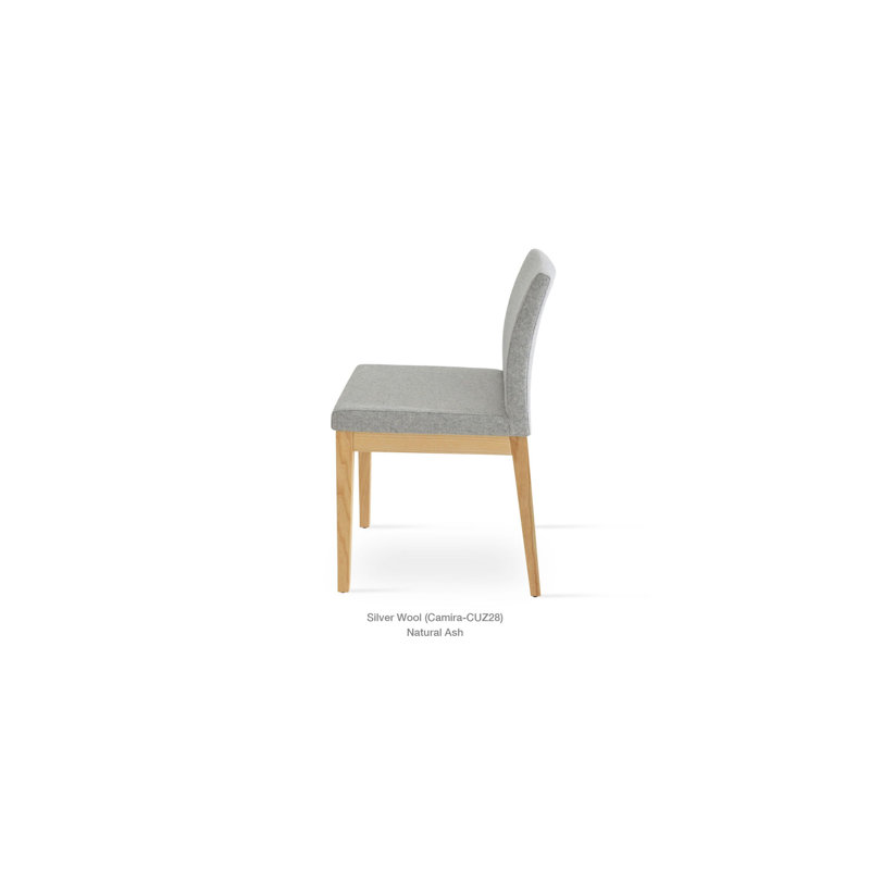 ARIA en cuir rembourré chaise, Laine argentée, Naturel