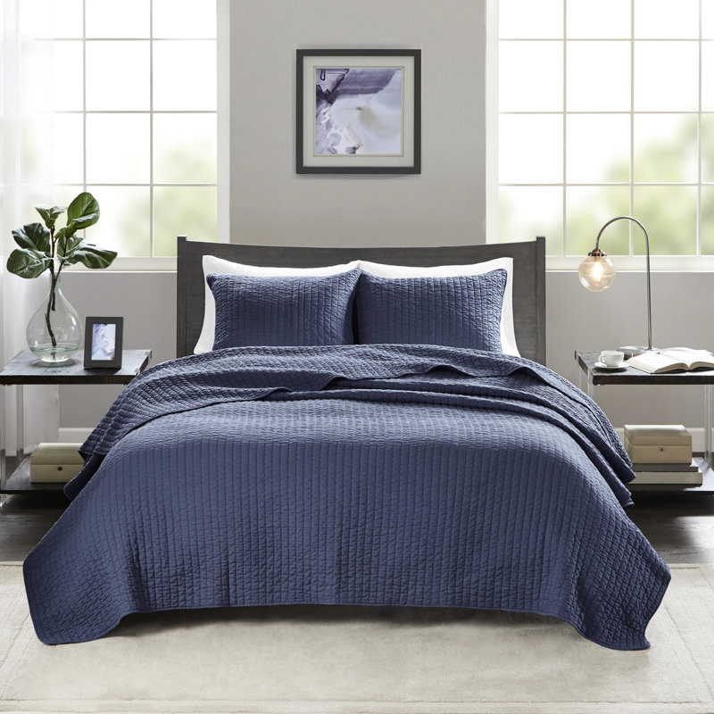 Courtepointe simple / simple TG bleu marine, choix de literie simple et hygiénique 2 pièces pour un très grand confort durable