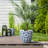 Blue and White Flower Pattern Round Tapered Tall Mgo Planter, Indoor and Outdoor-1291032975