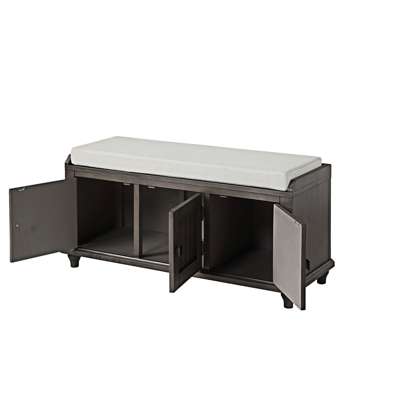 Banc avec armoire de rangement, gris