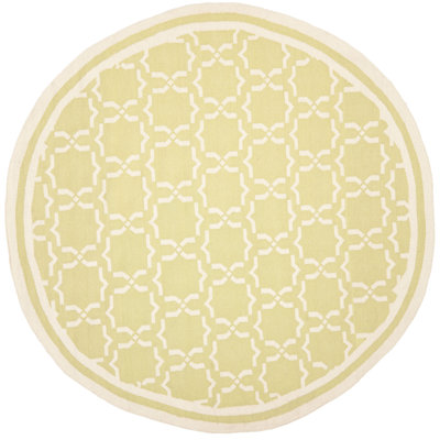 Rodgers Hand Woven Flat Weave Wool/Cotton Geometric Rug in Ivory/Light Green