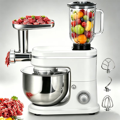 Multifunctional Stand Mixer With Meat Grinder & Juicer, 3-In-1 Electric Food Mixer, 6-Speed Adjustable, Equipped With Dough Hook, Whisk & Beater, Ideal For Home & Commercial Use