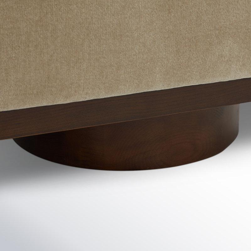 Banc de rangement rabattable, Velours brun clair, Noyer