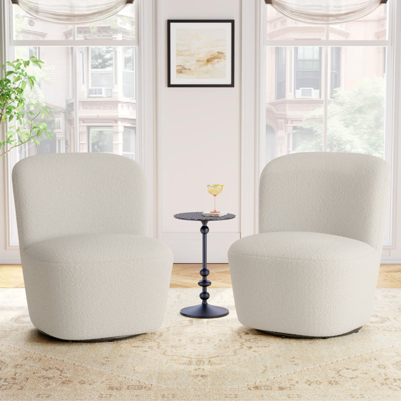 Fauteuil demi-tonneau pivotant Stevie, Blanc