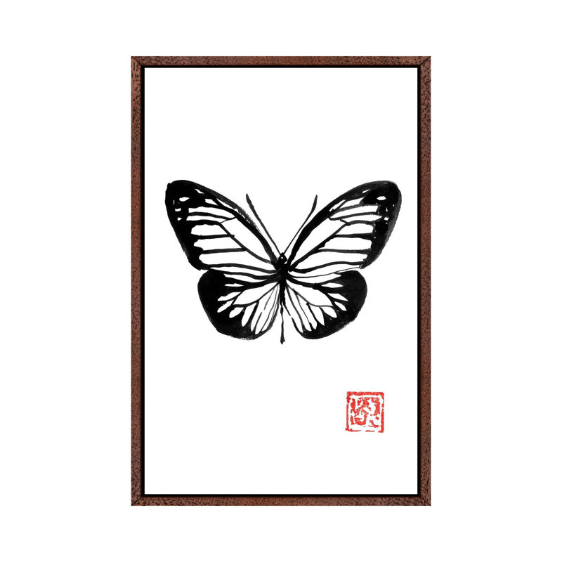 Butterfly by Péchane - Print on Canvas, Classic Brown Wood Framed, 66.04 cm H x 45.72 cm W
