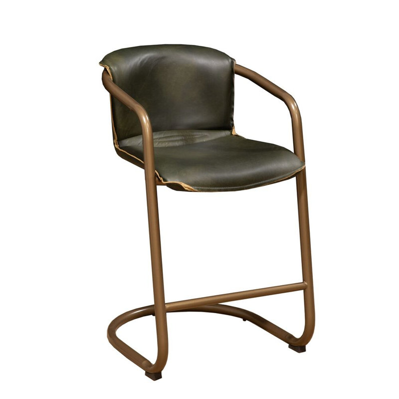 Tabouret de bar et de comptoir Darbonne, Tabouret de comptoir (assise de 26 po de hauteur), Emerald Green/Antique Gold