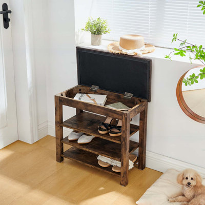 Banc à langer rétro en bois à grain de charbon avec rangement dissimulé et hauteur réglable pour les petits espaces