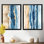 Abstrait côtier, art mural sur toile de sable bleu, océan abstrait et terre